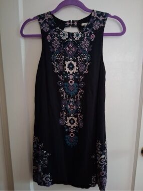 Ecote Black Dress with Teal and Pink Floral Print